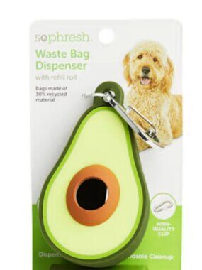 SoPhresh Avocado Dog Waste Bag Dispenser Clip On Holder Green Cute